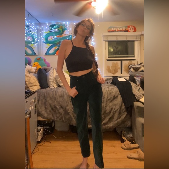 Women's green velvet pants - Picture 9 of 12